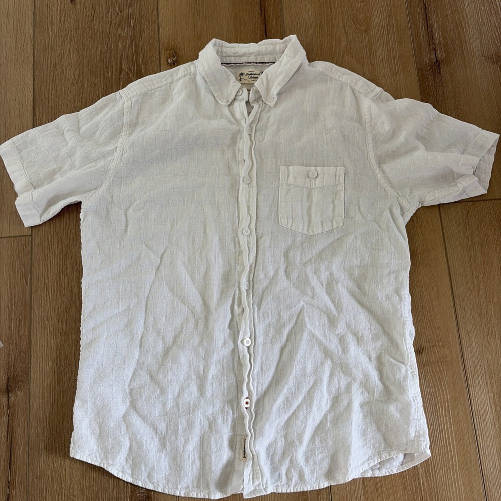 Weatherproof Vintage Men's Linen/Cotton Short Sleeve Woven Shirt Size Large